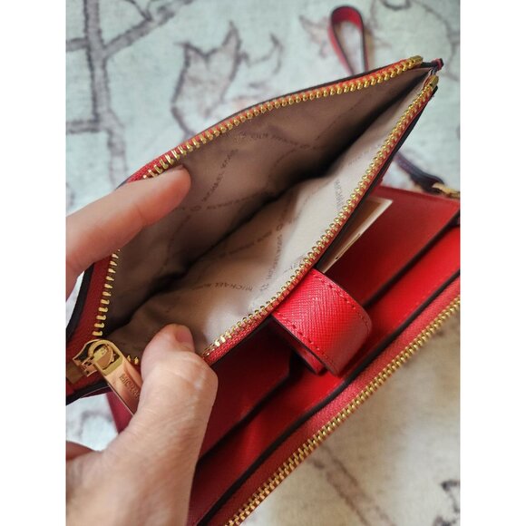 Michael Michael Kors Jet Set Travel Large Double Slit Wristlet In Flame NWT
